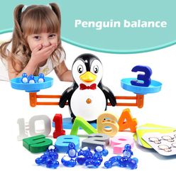 Math Match Game Board Toys Penguin Cat Match Balancing Scale Number Balance Game Kids Educational Toy to Learn add and subtract