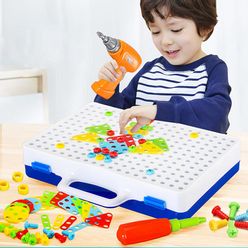 Electric Drill Toy Nut Children Tool Set Toys Kids Drill Puzzle Toy Electric Drill Toys Screw Toys For Boys Kids Drill Set