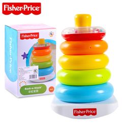 Fisher-Price Tumbler Rings Kids Baby Toys Stacking Ring Rainbow Tower Pattern Intelligent Development Educational Toys for Child
