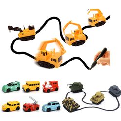 Magic Inductive Toy Car Drawing Track Line Tank truck Robot Induction Vehicles Educational rail car Toys Follow Black Line