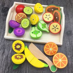 Dollhouse Wooden Kitchen Toys Girls Pretend Play Miniature Cutting Fruit Vegetables Garden Baby Education Toys For Children