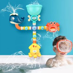 Baby Bath Toy DIY Building Spray Water Sprinkler Toys Water Game Cartoon Cute Animal Bathroom Bathtub Summer Play for Kids