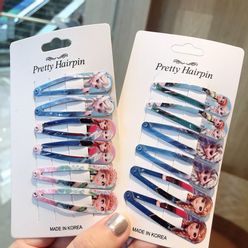 6pcs/set Disney Frozen 2 Cartoon Princess Elsa Anna Icon Pretty Hairpin Metal Hair Clip Children Girls Beauty Fashion Toys Gift