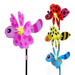 4Pcs/set Plastic DIY Windmill Toys 3D Cartoon Butterfly Whirligig Outdoor Classic Toy Pinwheel Children Garden Decoration Gift