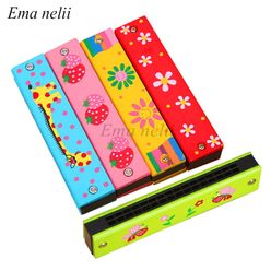 Hot Wooden Painted Toy Musical Instrument Play16-Hole Harmonica Parent-Child Puzzle Baby Early Education Toys for Children Gift