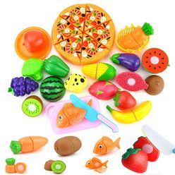 1Set Pretend Play Plastic Food Toy Cutting Fruit Vegetable Simulation Miniature Food for Dolls Role Play Toys for Girls