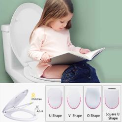 Double Layer Adult Child Toilet Seat Children's pot Training Cover Prevent Falling Toilet Lid For Kids Slow-Close Travel Pot