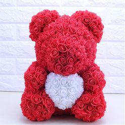 Tronzo 40cm Romantic Valentine's Day Rose Teddy Bear Soap Foam Eternal Flower Artistic Stuffed Animal Dolls Gift For Girl Friend