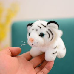 11cm Real Life Cute Tiger Leopard Plush Pendant Toys Stuffed Forest Animal Doll Key Chains Kids Children Cartoon Birthday Gift