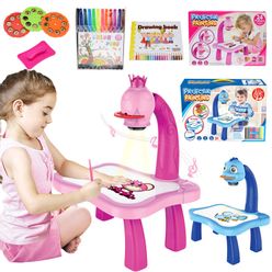 Children Led Projector Art Drawing Table Toys Kids Painting Board Desk Arts and Crafts Projection Educational Learning Toy