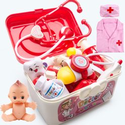 Kids Doctor Set Pretend Play Doctor Toy Simulation Medicine Box Injection Medical Kit Role Playing Games for Girls Gift