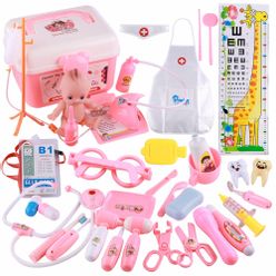 37Pcs Kids Toys Doctor Set Baby Suitcases Medical kit Cosplay Dentist Nurse Simulation Medicine Box with Doll Costume Xma Gift