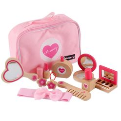 Girl Princess Cosmetic Doctor Travel Gift Wooden Toy Pretend Play Bag Kit Portable Dressing Non-toxic Kids Makeup Set Safety