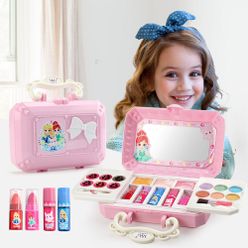 Girls Make Up Toy Set Pretend Play Princess Pink Makeup Beauty Safety Non-toxic Kit Toys for Girls Dressing Cosmetic Girls Gifts