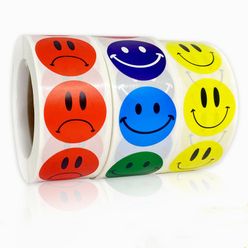 Smiley Face Sticker 500 Pcs/roll for Kids Reward Sticker Yellow Dots Labels Happy Smile Face Expression Sticker Kids Toys