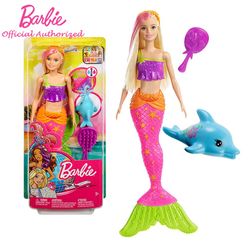 Barbie Kids Toys Doll Mermaid And Dolphin Accessory Waterproof Play Set Beautiful Sea Princess GGG58 For Girl Birhtday Gift