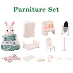 1:12 Mini Doll House Furniture Bathroom Dining Kitchen Bedroom DIY Christmas Gift Toy Forest Family Set