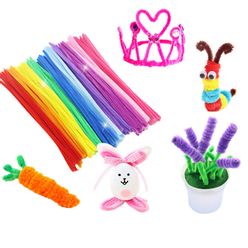 100Pcs/Set Plush Stick Rainbow Colors Twist Stick Stick DIY Toys For Girls Handmade Art Creativity Baby Children Toy Gifts