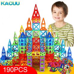 KACUU 190pcs Mini Magnetic Designer Blocks Model & Building Toy Plastic Magnent Toys Constructor Educational Toys For Kids Gift