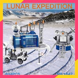 Space Station Rocket 1642 lunar lander Apolloed Spaceship Space Shuttle Ship Figures Model Building Blocks Bricks toys