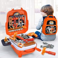22Pcs/set Plastic Toolbox Engineer Simulation Repair Drill Tools Bags Toys Pretend Play Early Educational Play House Kit for Boy
