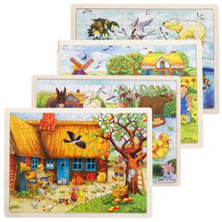 60pcs Cartoon Wooden Toys  3D Wooden Puzzle Jigsaw Puzzle for Children Educational Toy 8 STYLES
