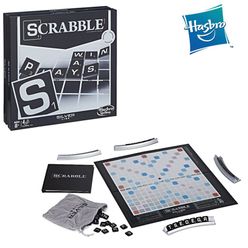 Hasbro Scrabble Silver Line Pearl Edition Crossword Games Family Party Exclusive Board Game for 2-4 Players Ages 8+ Kids Toys