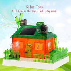 Solar Cell Plate Windmill Room Powered Solar Toy luminous Music Box DIY developmental toys Metal Plastic Christmas Gfit foy kid