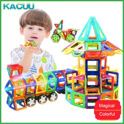 KACUU 71-149PCS Big Size 3D DIY Constructor Building Blocks Magnetic Designer Square Triangle Enlighten Bricks Toys For Children