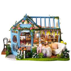 Little Dollhouse Furniture Kits Doll House 3D Model Miniatures Wooden Toys House for Dolls Hand-made for Children