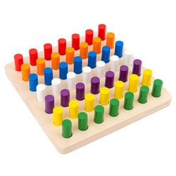 Wooden Montessori Cylinder Socket Block Toy Color Cognitive Board Inserting Stick Intelligence Development Toys For Children