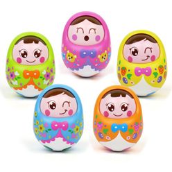 1pcs Baby Toy Rattle Nodding Tumbler Doll Sweet Bell Music Roly-poly Learning Early Educational Toys For Baby Gifts Random Color