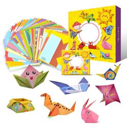 108 PCS Cartoon Origami Paper Colorful Book Children Toy Animal Pattern 3D Puzzle Handmade DIY Craft Papers Educational Toys