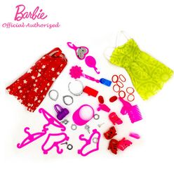 2pcs Clothes 40pcs Accessories Set barbie Doll Pretend Toy Hand Bag Different Accessory High Heels Funny Brinquedo For Kid Toy