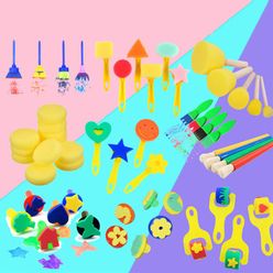 1Set Children Painting Sponge Brush Plastic Handle Drawing Toys DIY Crafts Art Graffiti Brushes Paintbrush Pen Paint Tools Toy