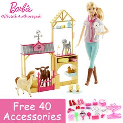 Barbie Animal Rescuer Doll & Playset Lovely Animal Doctor Pretend Toy Animal House Toy Building Little Girl Favourite Toy Gift