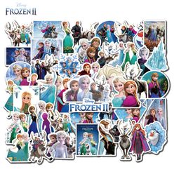 50 Pcs Disney Frozen 2 Stickers Toy Princess Elsa Anna Olaf Bubble Stickers Graffiti Decoration Skateboard Kids Rooms 3D Sticker