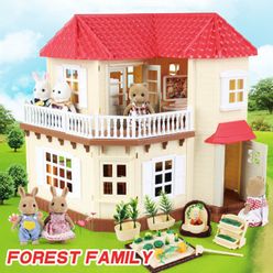 1/12 Forest Animal Family Simulation Mini Girl Home Toy House1:12 Forest House Miniature Children's Villa ABS Kitchen House