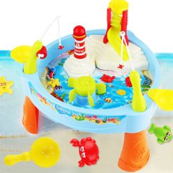 NEW magnetic Electric Water toys Fishing toys table with Light music Beach toys kids birthday Christmas gift Toys for children