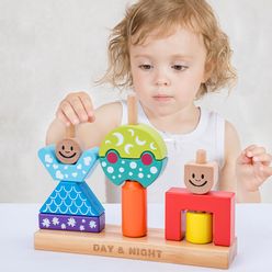 Children's Creative Day and Night Building Blocks Diy Stacking High Building Blocks For Kids Assembling Building Blocks Toys