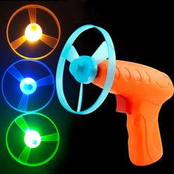 Party Bamboo Dragonfly Luminous UFO Top Toy Outdoor Game Pistol Firing Plastic Flashing Glow in the dark Christmas Gifts 2