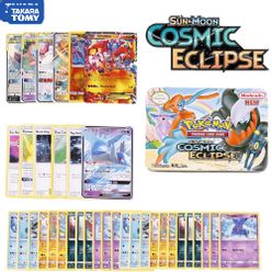 TAKARA TOMY 42Pcs/box Pokemon TCG: Sun & Moon Cosmic Eclipse Metal Box Collectible Trading Card Set Toys gifts