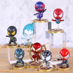 Marvel Cosbaby Spiderman Iron Spider Mini PVC Collection Action Figure Toys Movable Gifts for Kids 8pcs/set
