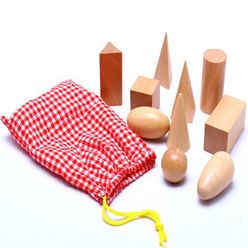 Wooden Montessori Geometric Shapes Solids Geometry Assembling Blocks Set Learning & Education Cognitive Math Toys