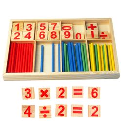 Baby Wooden Math Mathematical Counting Sticks Toy Montessori Learning Wood Building Block Number Teaching Kids Game Stick Toys