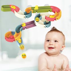 DIY Baby Bath Toys Wall Suction Cup Marble Race Run Track Bathroom Bathtub Kids Play Water Games Toy Set for Children