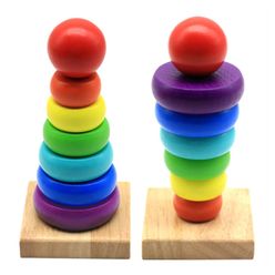 Kids Baby Montessori Materials Wooden Sorting Nesting Stacking Educational Toys Flower Stack Tower Toys for Babies 12-24 Months