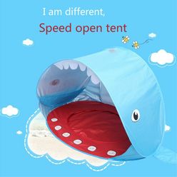 Camping Sunshade Awning Outdoor Toys Shark Shape Play Tent Beach Tent UV-protecting Speed Open Baby Sunshelter Pool Gift For Kid