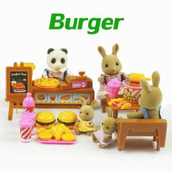 DIY Set Children's Birthday Toy Gift 1/12 Rabbit Forest Animal Family Burger Shop Set Little Bear Rabbit Toy Furniture