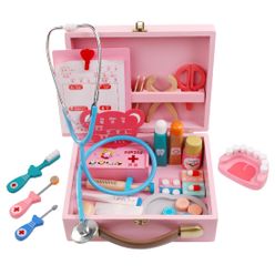 34Pcs Doctor Toys Educational Children Pretend Play Toys Nurse Role-Play Doctor Play Set Medicine Cabinet Kit 2 Colors